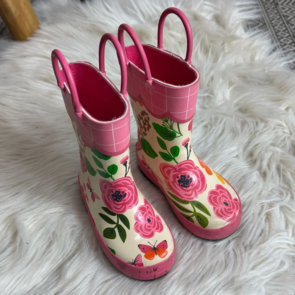 Stephen Joseph Vibrant Pink Floral Butterfly‎ Rain Boots